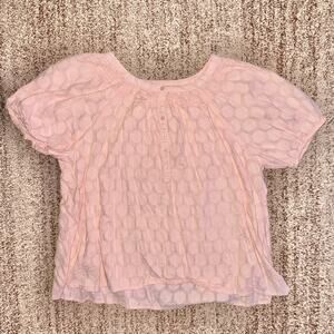 Linda Andersen Women's Pink Puff Short Sleeve Lace Blouse Top Size XL